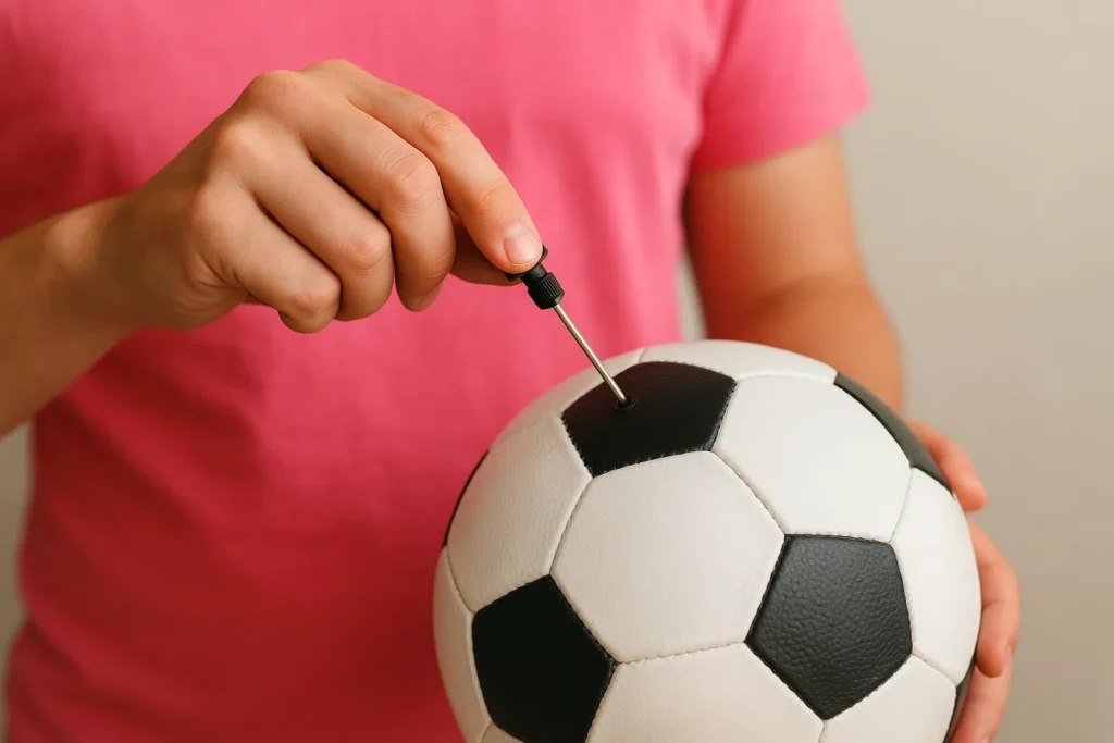 valve ballon de foot et aiguille.