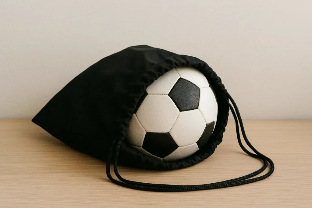 stockage ballon de foot dégonflé à température ambiante.